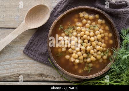 Concept de soupe Flat Lay aux pois chiches Banque D'Images