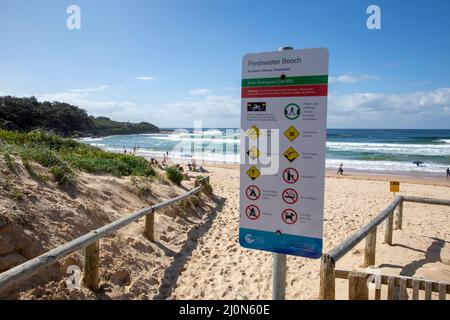 Freshwater Beach à Sydney le jour de l'automne, dans un ciel bleu, Sydney, Nouvelle-Galles du Sud, Australie Banque D'Images