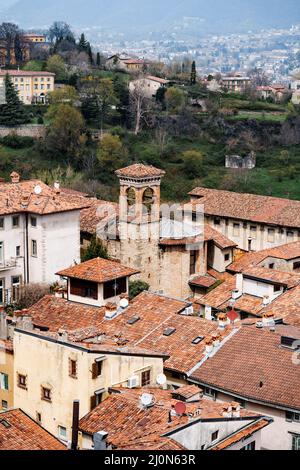 Vue sur la vieille ville.Bergame, Italie Banque D'Images