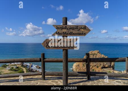 Point de rencontre de la mer Méditerranée et de l'océan Atlantique Banque D'Images