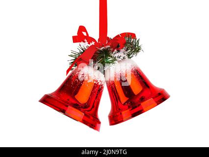 Cloches de Noël avec un arc rouge Banque D'Images