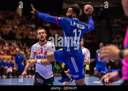 Herning, Danemark. 19th mars 2022. Timohey n'Guessan (17) de France vu lors du match de Norlys Golden League 2022 entre la France et la Norvège à Jyske Bank Boxen à Herning. (Crédit photo : Gonzales photo/Alamy Live News Banque D'Images