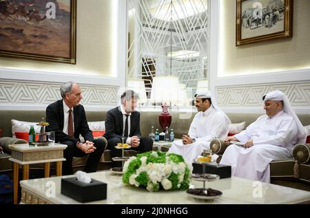 Doha, Qatar. 20th mars 2022. Ministre fédéral de l'économie Habeck au Qatar. Credit: Bernd von Jutrczenka/dpa/Alamy Live News Banque D'Images