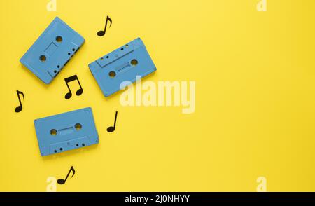 Concept radio avec cassettes bleu vintage . Haute qualité et résolution magnifique concept de photo Banque D'Images