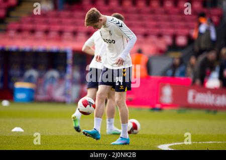 LONDRES, ROYAUME-UNI. 20th MARS Anthony Gordon d'Everton se réchauffe lors du match de la coupe FA entre Crystal Palace et le FC Everton à Selhurst Park, Londres, le dimanche 20th mars 2022. (Credit: Federico Maranesi | MI News) Credit: MI News & Sport /Alay Live News Banque D'Images