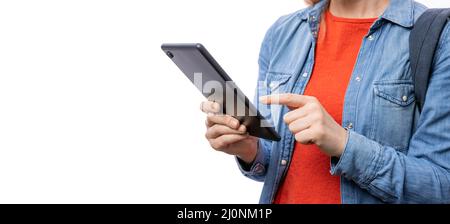 Étudiante avec tablette Banque D'Images