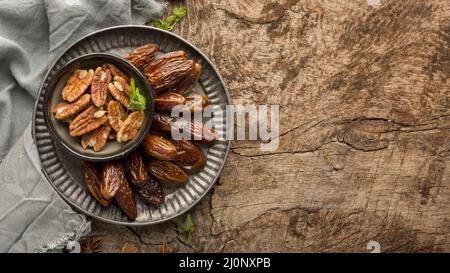 Vue arrangement dates NUTS . Haute qualité et résolution magnifique concept de photo Banque D'Images