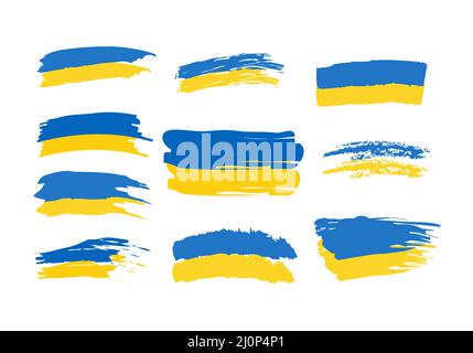 Ukraine drapeau brosse concept . Drapeau de l'Ukraine grunge style bannière arrière-plan Illustration de Vecteur
