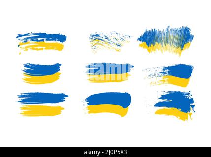 Ukraine drapeau brosse concept . Drapeau de l'Ukraine grunge style bannière arrière-plan Illustration de Vecteur