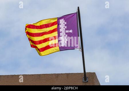 Drapeau majorquin à Majorque Espagne. Banque D'Images