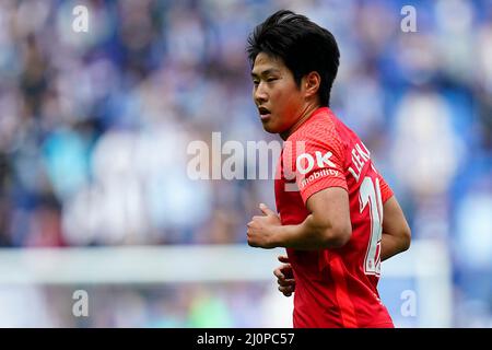 Barcelone, Espagne. 20th mars 2022. Lee Kang-in du RCD Mallorca lors du match de la Liga entre le RCD Espanyol et le RCD Mallorca a joué au stade RCDE le 20 mars 2022 à Barcelone, Espagne. (Photo de PRESSINPHOTO) crédit: PRESSINPHOTO SPORTS AGENCY/Alay Live News Banque D'Images