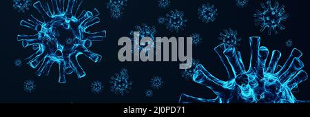 Éclosion de coronavirus, vue microscopique des cellules du virus de la grippe.Illustration 3D Banque D'Images