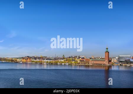 Vue sur l'hôtel de ville de Stockholm, Suède Banque D'Images