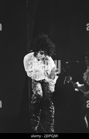 Prince en scène au Joe Louis Arena, Chicago, 11th novembre 1984. Visite de la pluie pourpre Banque D'Images