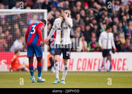 LONDRES, ROYAUME-UNI. 20th MARS Anthony Gordon, d'Everton, regarde rejeté lors du match de la FA Cup entre Crystal Palace et Everton FC à Selhurst Park, Londres, le dimanche 20th mars 2022. (Credit: Federico Maranesi | MI News) Credit: MI News & Sport /Alay Live News Banque D'Images