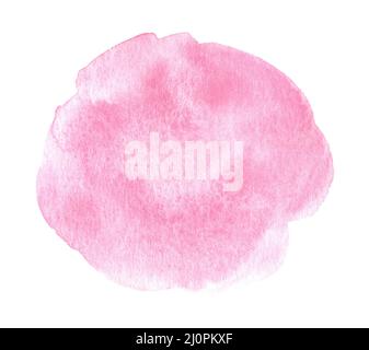 Nuage d'aquarelle rose abstrait isolé sur fond blanc Banque D'Images