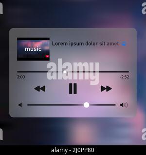 Lecteur de musique, modèle de lecteur de musique, conception de l'application lecteur de musique, vecteur d'écran Illustration de Vecteur