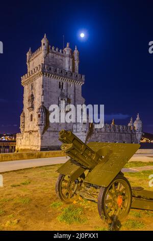 La Tour de Belém et cannon - Lisbonne Portugal Banque D'Images