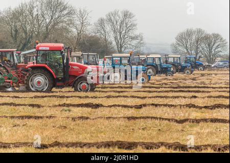 Kilmeen, West Cork, Irlande. 20th mars 2022. Un match de labour a eu lieu aujourd'hui sur les terres de John et Declan Buttimer, Rossmore. Un grand nombre de concurrents ont participé à ce qui est l'avant-dernier match de labour de la saison avec le match Kilbrittain le week-end prochain. Crédit : AG News/Alay Live News Banque D'Images