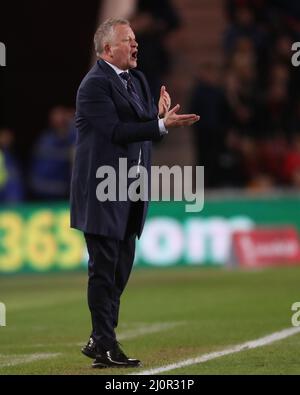 MIDDLESBROUGH, ROYAUME-UNI. 19th MARS Chris Wilder, directeur de Middlesbrough, lors du match de la coupe FA entre Middlesbrough et Chelsea au stade Riverside, à Middlesbrough, le samedi 19th mars 2022. (Credit: Mark Fletcher | MI News) Credit: MI News & Sport /Alay Live News Banque D'Images