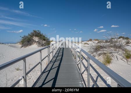 Une très longue promenade dans le parc national de White Sands, au Nouveau-Mexique Banque D'Images