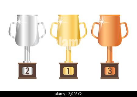 Vecteur doré, argent et bronze gobelet Vector Illustration de Vecteur