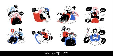 Ensemble de coiffeurs et de barbiers Illustration de Vecteur