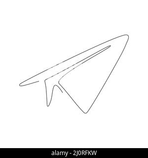 Mise en plan continue d'une ligne d'avion papier. Envoi du message plan de pliage linéaire. Illustration de Vecteur