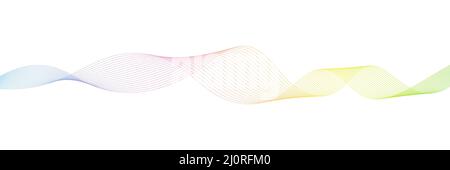 Les lignes abstraites se désalissent sur fond blanc. Illustration de bandes de couleur lisses. Lignes courbes ondulées colorées. Illustration de Vecteur