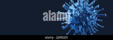 Éclosion de coronavirus, vue microscopique des cellules du virus de la grippe.Illustration 3D Banque D'Images