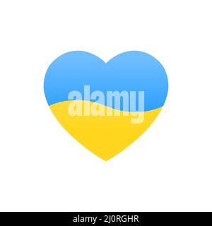 Drapeau rond ukrainien en forme de coeur. Icône de drapeau circulaire de l'Ukraine nationale. Illustration de Vecteur