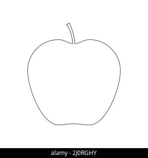 Pomme fruit ligne continue art. vecteur isolé sur blanc. Illustration de Vecteur