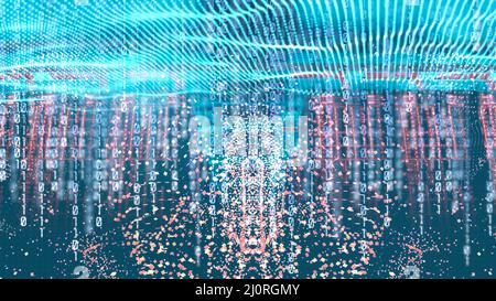 Concept de flux de données, transformation numérique, cyber-chaîne, big data, intelligence artificielle, futuriste, visualisation Banque D'Images
