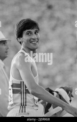 1984 Jeux Olympiques à Los Angeles, Etats-Unis. Athlétisme pour Homme. Sebastian COE, en Grande-Bretagne, remporte la médaille d'or de la finale masculine de 1500 mètres. 11th août 1984. Banque D'Images