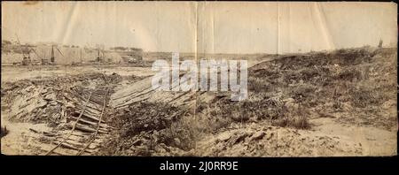 Bâtiment du 'Dock Sud' à Avellaneda, Buenos Aires, Argentine. Légende originale de la photo : vue montrant un glissement de boue du côté est - Mars 29th 1900 (vers le nord). Banque D'Images