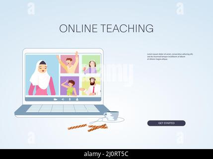 Modèle de bannière Web avec formation en ligne Illustration de Vecteur