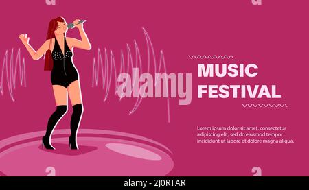 Modèle de bannière de site Web avec festival de musique live Illustration de Vecteur