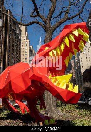 L'installation d'Idriss B de créatures animales fantasques est exposée à Murray Hill jusqu'en février 2023, à New York, aux États-Unis Banque D'Images