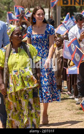 La duchesse de Cambridge assister au Festival de la culture de Garifuna à Hopkins, un petit village sur la côte qui est considéré comme le centre culturel de la communauté de Garifuna à Belize, lors de leur tournée dans les Caraïbes au nom de la Reine pour marquer son Jubilé de platine. Date de la photo: Dimanche 20 mars 2022. Banque D'Images