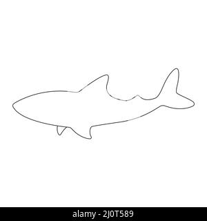 Silhouette de requin. Animal de l'océan. Vecteur isolé sur blanc. Illustration de Vecteur