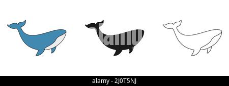 Animal bleu baleine. Personnage de cachalot. Symbole animal de l'océan. Illustration de Vecteur