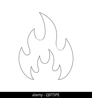 Symbole de ligne de feu. Forme du contour de la flamme. Signe d'avertissement linéaire. Vecteur isolé sur fond blanc. Illustration de Vecteur