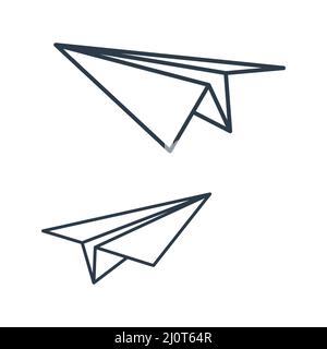 Ligne papier avion. Envoi du symbole linéaire du message. Vecteur isolé sur blanc. Illustration de Vecteur