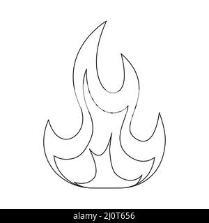 Symbole de ligne de feu. Forme du contour de la flamme. Signe d'avertissement linéaire. Vecteur isolé sur fond blanc. Illustration de Vecteur