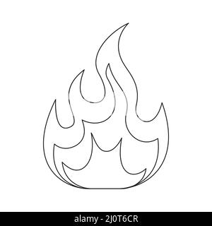 Symbole de ligne de feu. Forme du contour de la flamme. Signe d'avertissement linéaire. Vecteur isolé sur fond blanc. Illustration de Vecteur