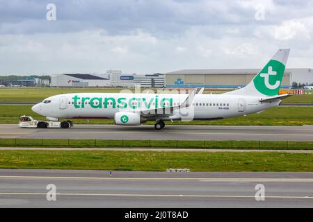 Transavia Boeing 737-800 aéroport d'Amsterdam Schiphol Banque D'Images