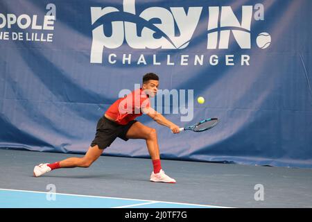 Giovanni Mpetshi Perricard lors du tournoi 2022 de tennis ATP Challenger Tour du 20 mars 2022 au tennis Club Lillois Lille Métropole à Lille, France - photo Laurent Sanson / LS Medianord / DPPI Banque D'Images