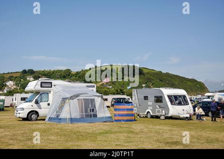 Pentewan Sands Holiday Park, Pentewan, Cornwall, Angleterre, Royaume-Uni Banque D'Images