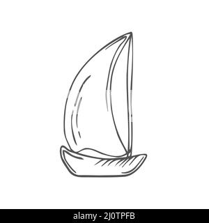 Voilier main dessiné contour Doodle icône. Voyage en bateau et yacht, transport d'eau, concept de loisirs. Illustration d'esquisse vectorielle pour impression, Web, mobile Illustration de Vecteur