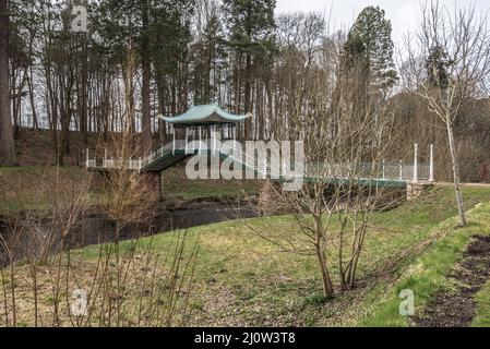 Le pont chinois à la maison de campagne Dumfries House dans Ayrshire 2 miles à l'ouest de Cumnock Une attraction écossaise de visiteur appartenant à la Fondation Princes Banque D'Images